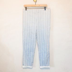 Princess Polly Blue Plaid Straight Rolled Hem Pants Size 10